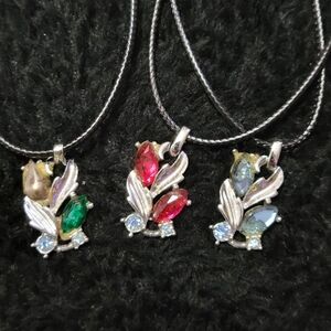 Vibrant Gemstone Leaf Pendant Necklace